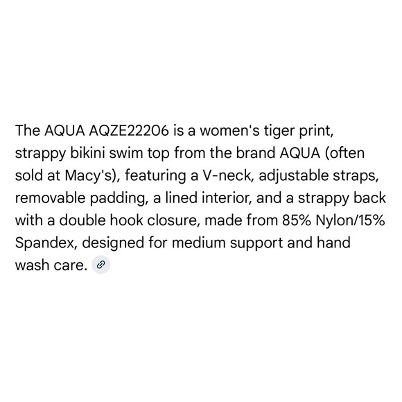 NWT AQUA Women Tiger Print Strappy Bikini Swim Top V Neck Adjustable Straps XS‎ - Picture 4 of 8